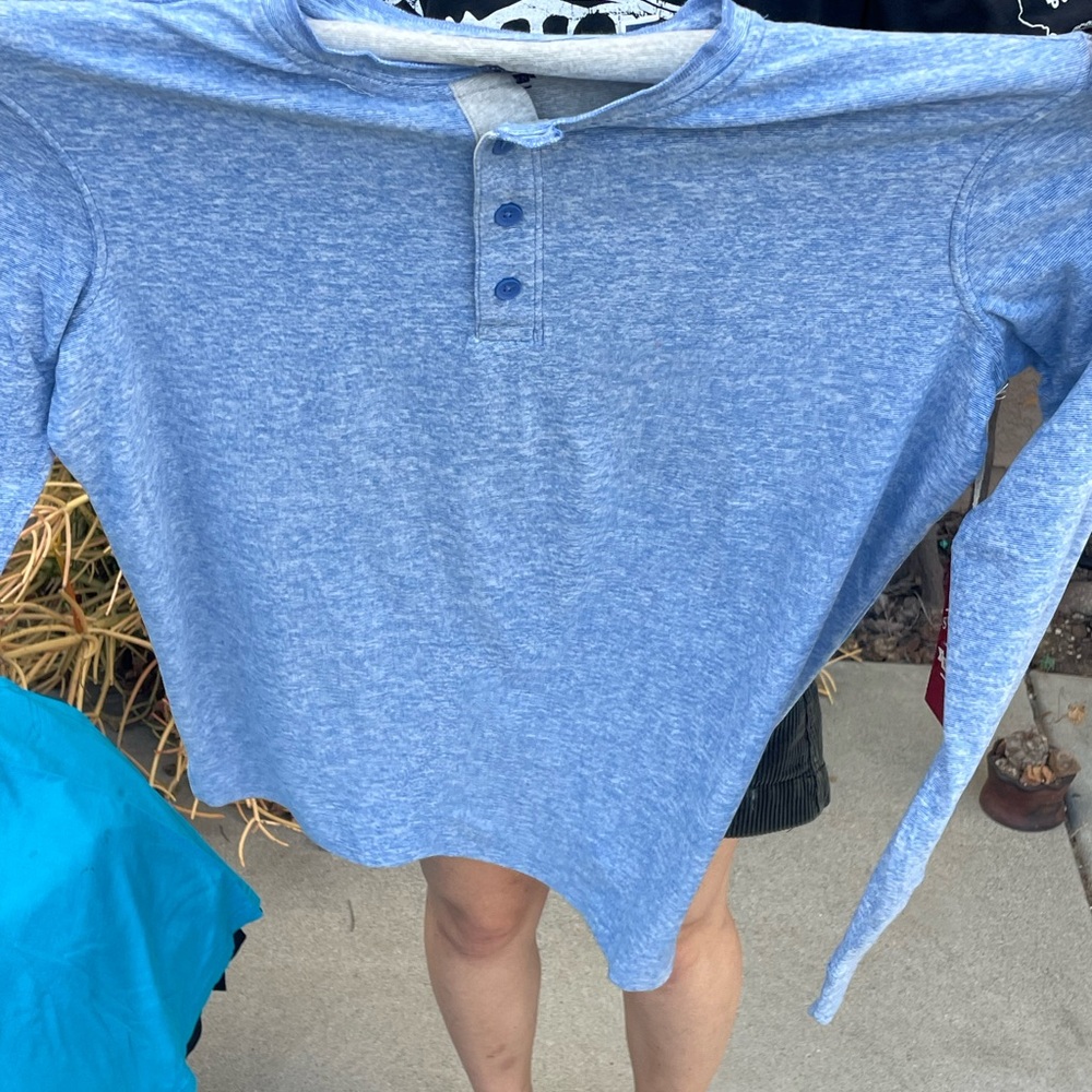Blue Long Sleeve Henley Shirt